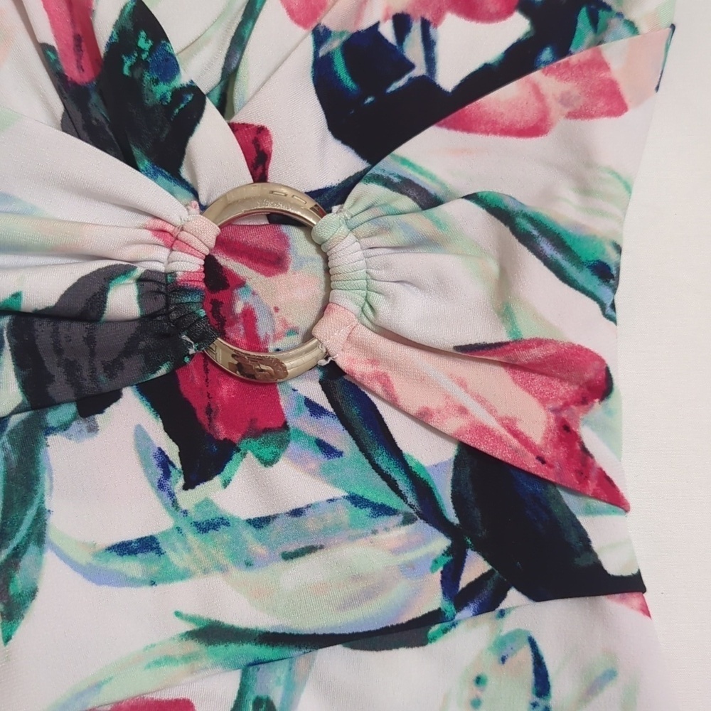 White House Black Market Sleeveless Mini Dress, Color White/Floral Size 0 - Picture 3 of 13